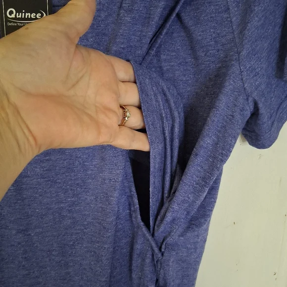 Quinee Women's Blue Nursing Breastfeeding Top with Button Detail - Picture 11 of 12